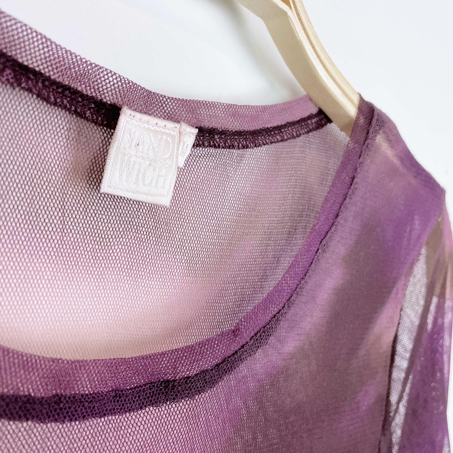 vintage 00s sandwich purple sheer long sleeve - size medium