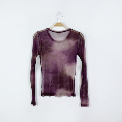 vintage 00s sandwich purple sheer long sleeve - size medium