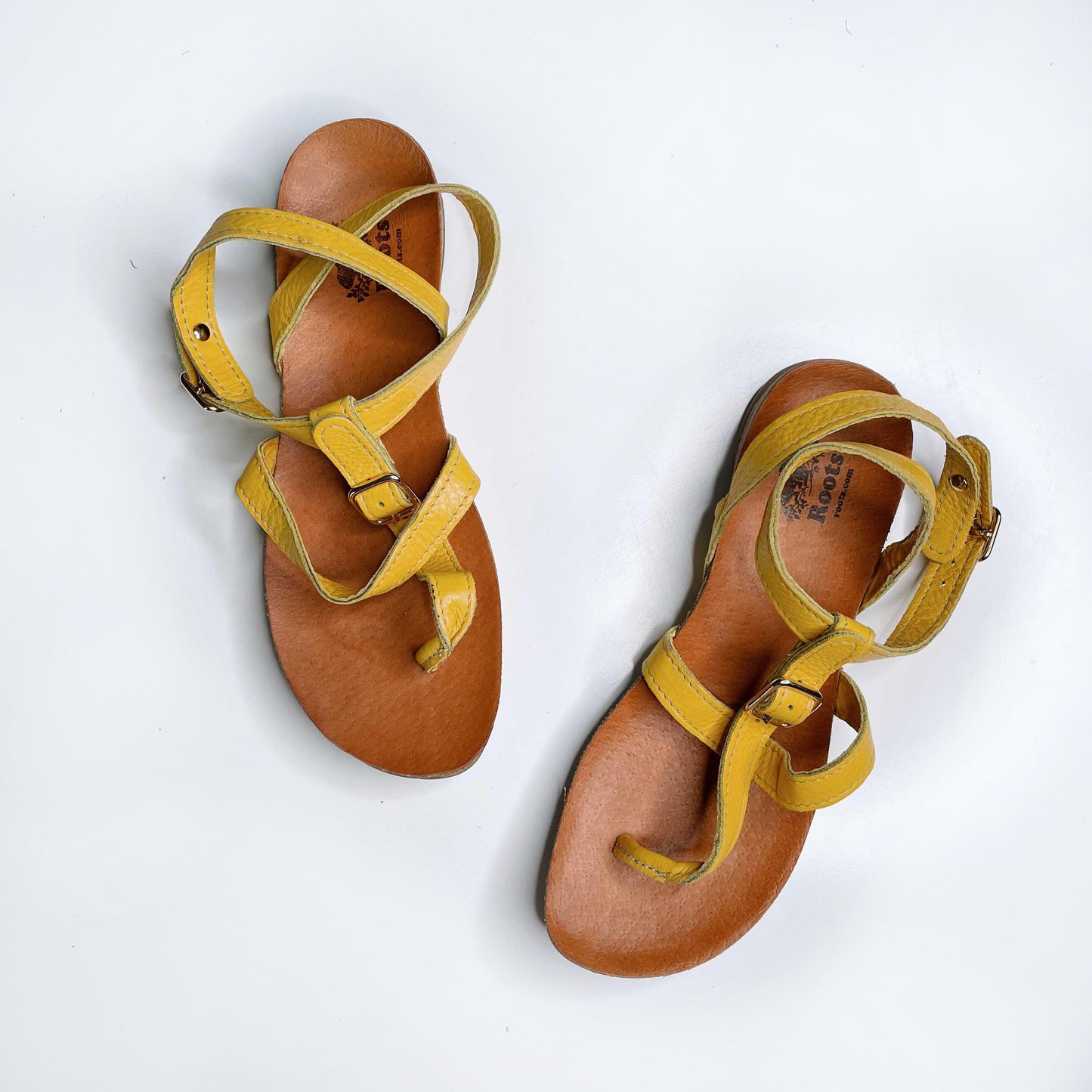 roots leather thong ankle wrap sandals