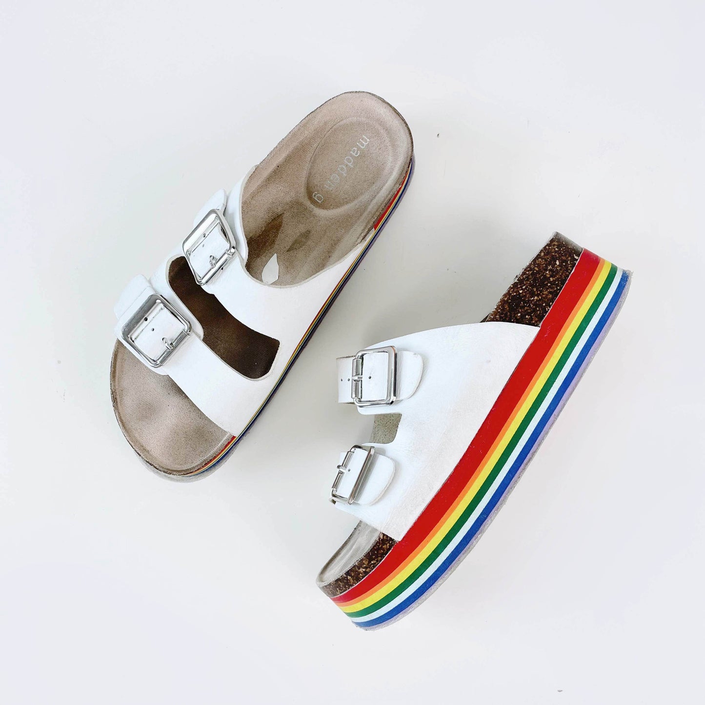 madden girl purr rainbow platform sandals
