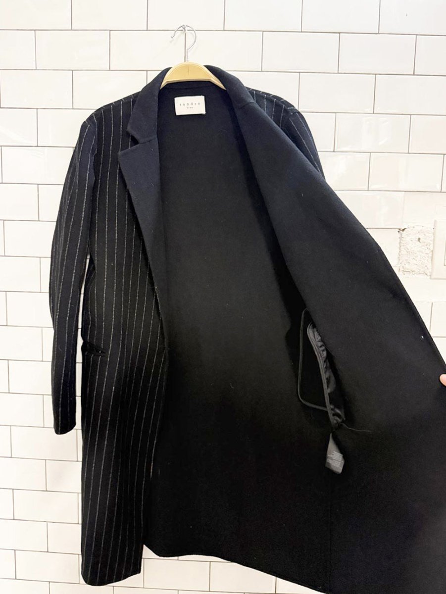 sandro wool - blend soft pin stripe light jacket - good market thrift store