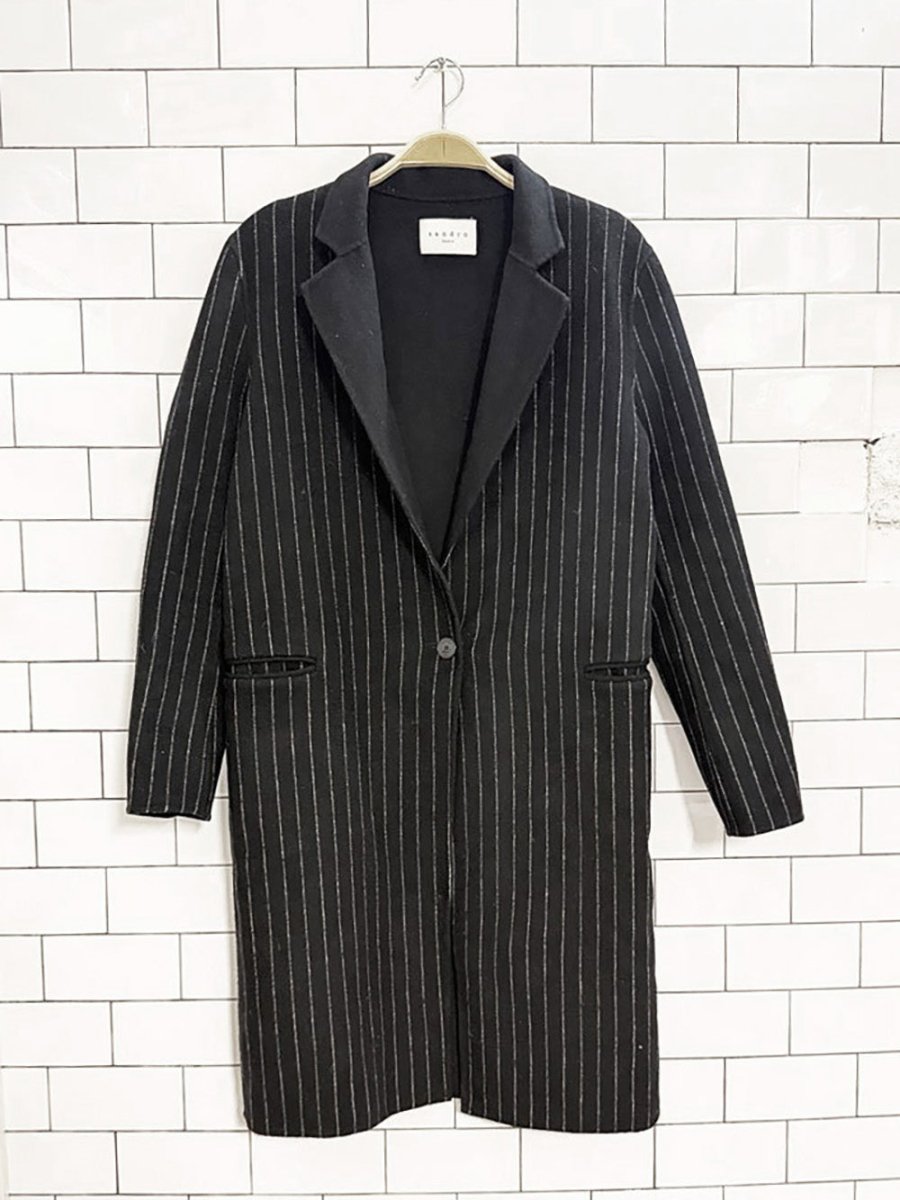 sandro wool - blend soft pin stripe light jacket - good market thrift store