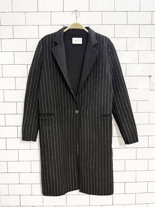 sandro wool - blend soft pin stripe light jacket - good market thrift store