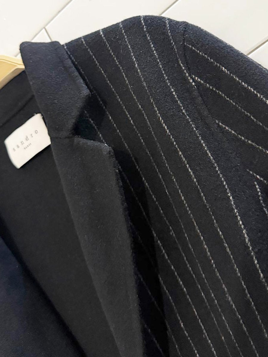 sandro wool - blend soft pin stripe light jacket - good market thrift store