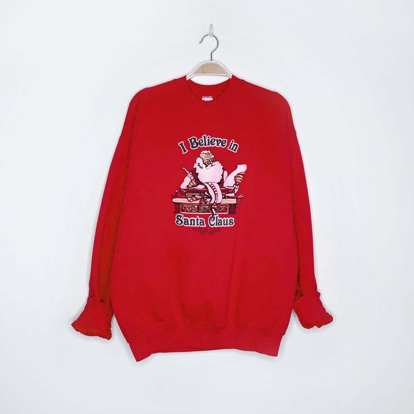 vintage i believe in santa graphic crew - size xl