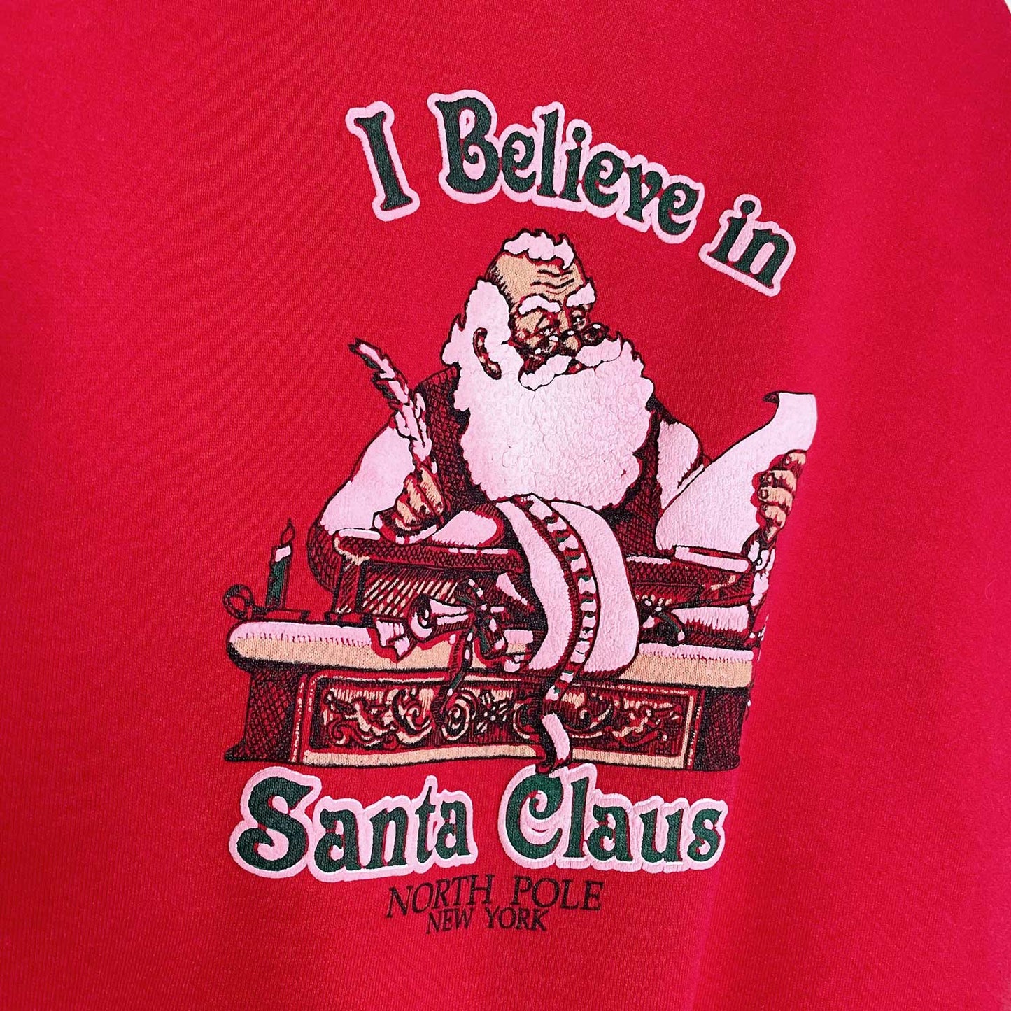 vintage i believe in santa graphic crew - size xl