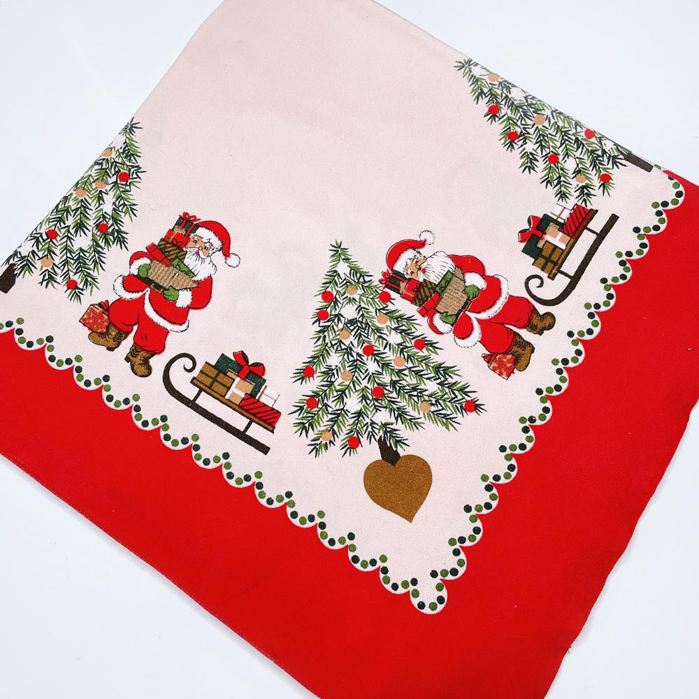 vintage santa square table cloth