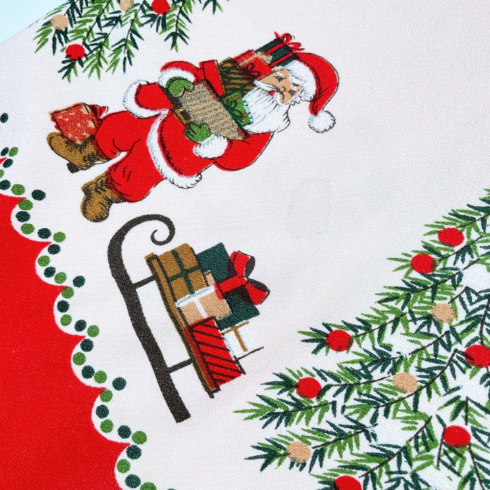 vintage santa square table cloth