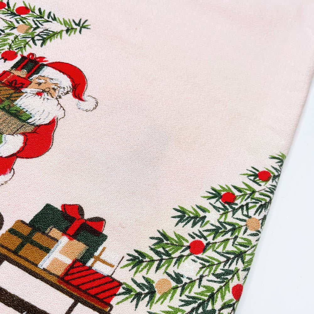 vintage santa square table cloth