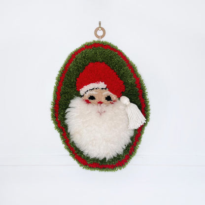 vintage handmade santa latch hook wall hanging