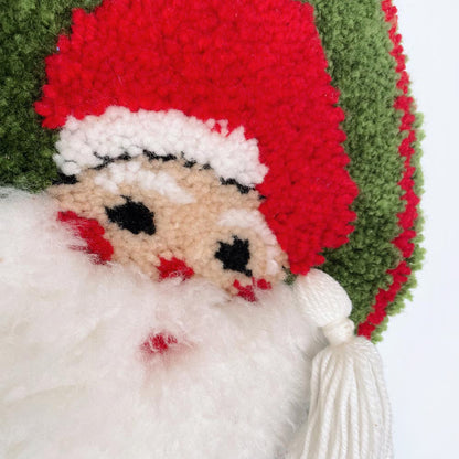 vintage handmade santa latch hook wall hanging