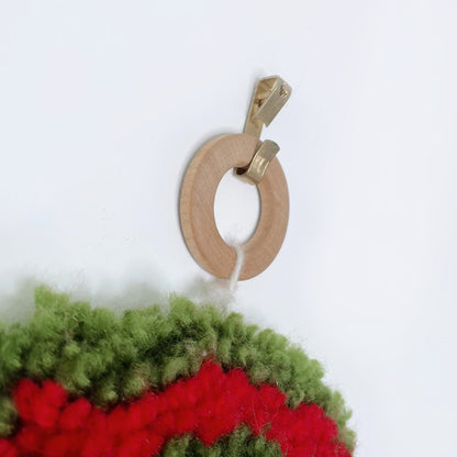 vintage handmade santa latch hook wall hanging