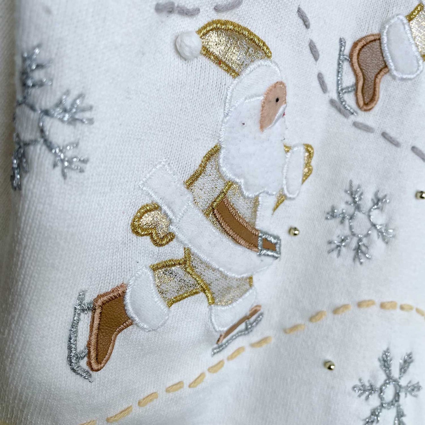 vintage ice skating santas zip cardi - size large