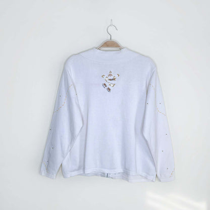 vintage ice skating santas zip cardi - size large