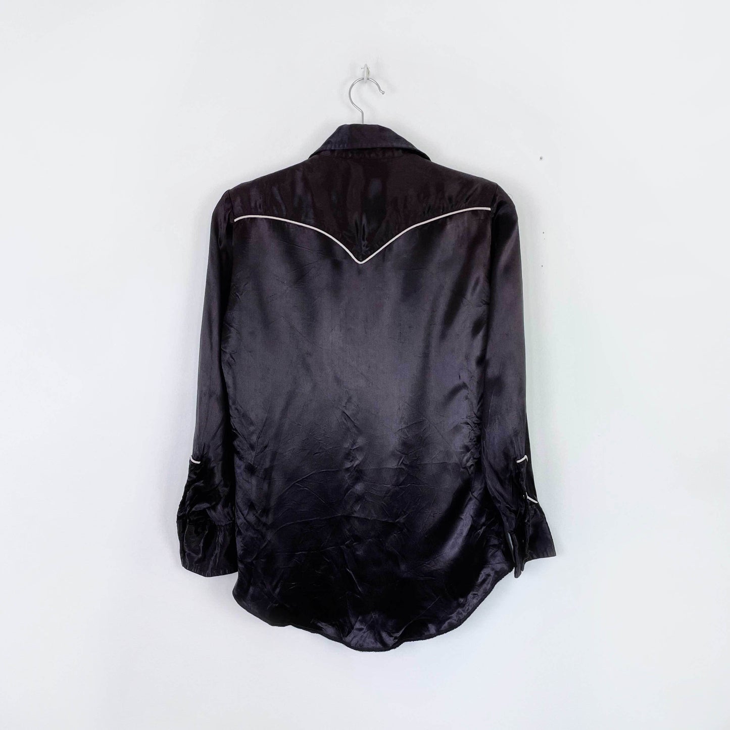 vintage 70s mwg embroidered satin western shirt