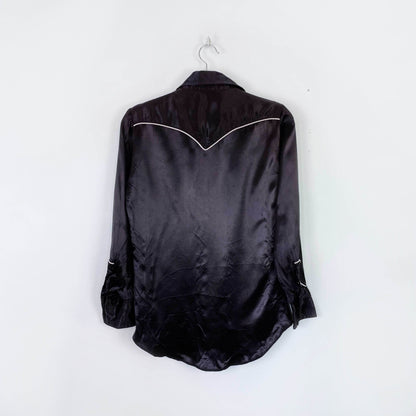 vintage 70s mwg embroidered satin western shirt