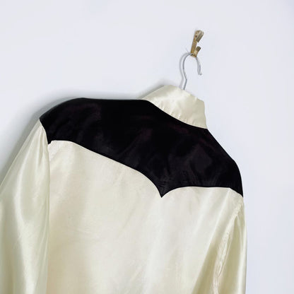 vintage 80s ranch and town satin fringe western shirt | made in USA