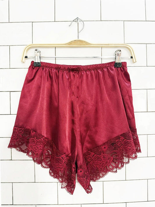 satin lace trim lounge shorts - good market thrift store