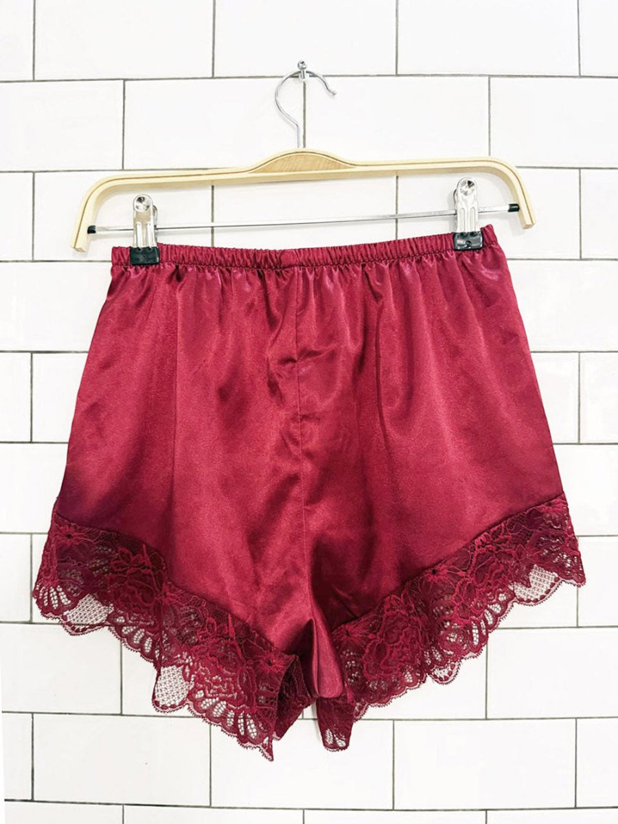 satin lace trim lounge shorts - good market thrift store