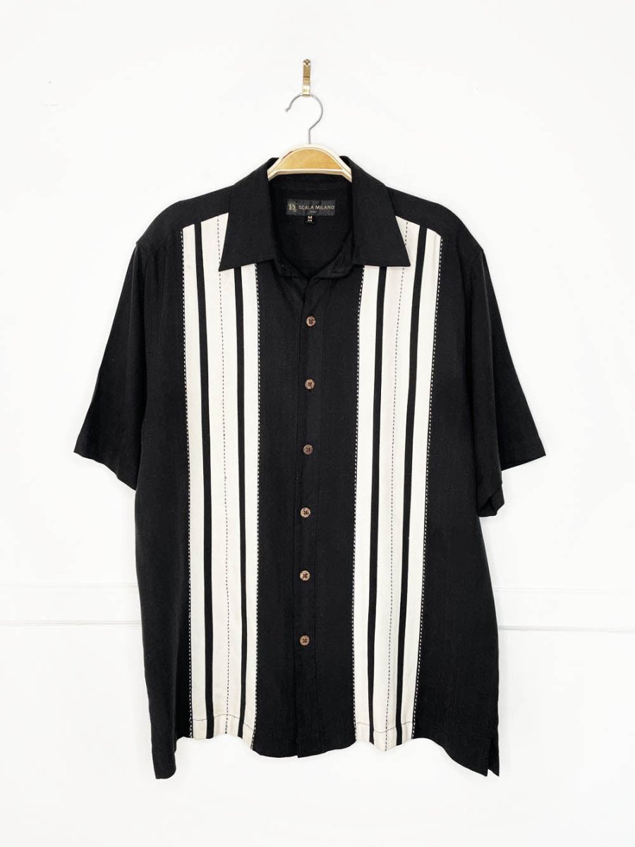 scala milano italy 100% silk full button cabana shirt - good market thrift store