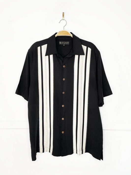 scala milano italy 100% silk full button cabana shirt - good market thrift store