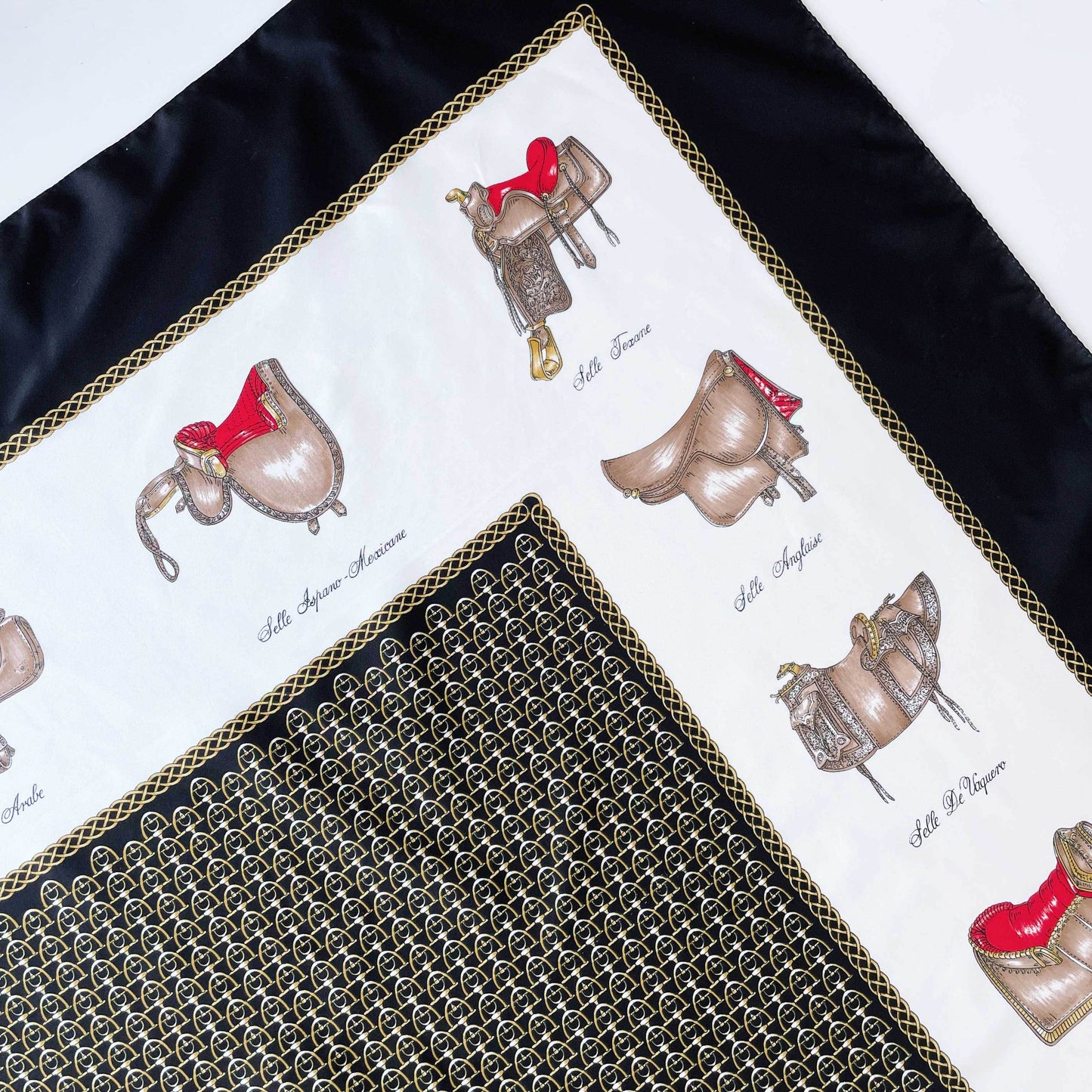 vintage silky equestrian saddle xl scarf