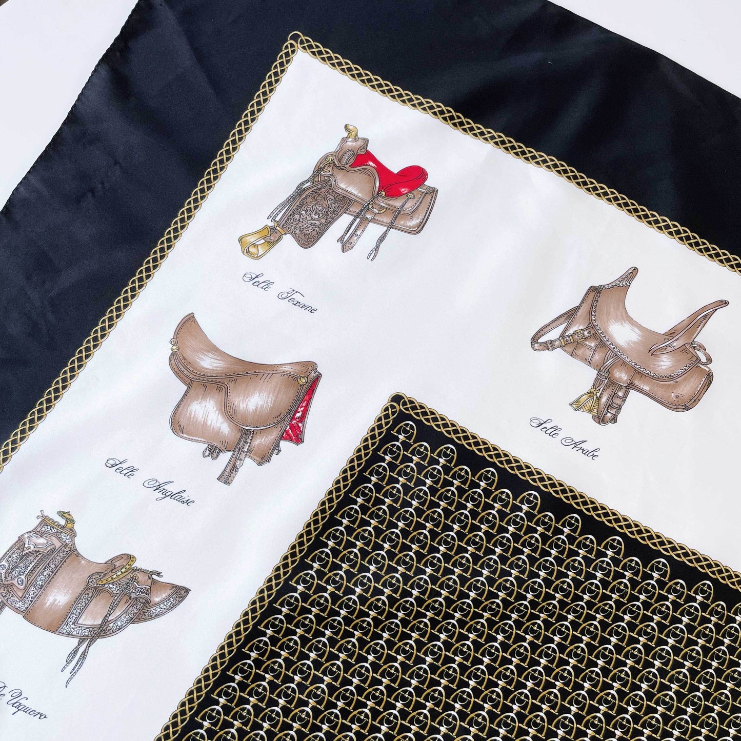 vintage silky equestrian saddle xl scarf