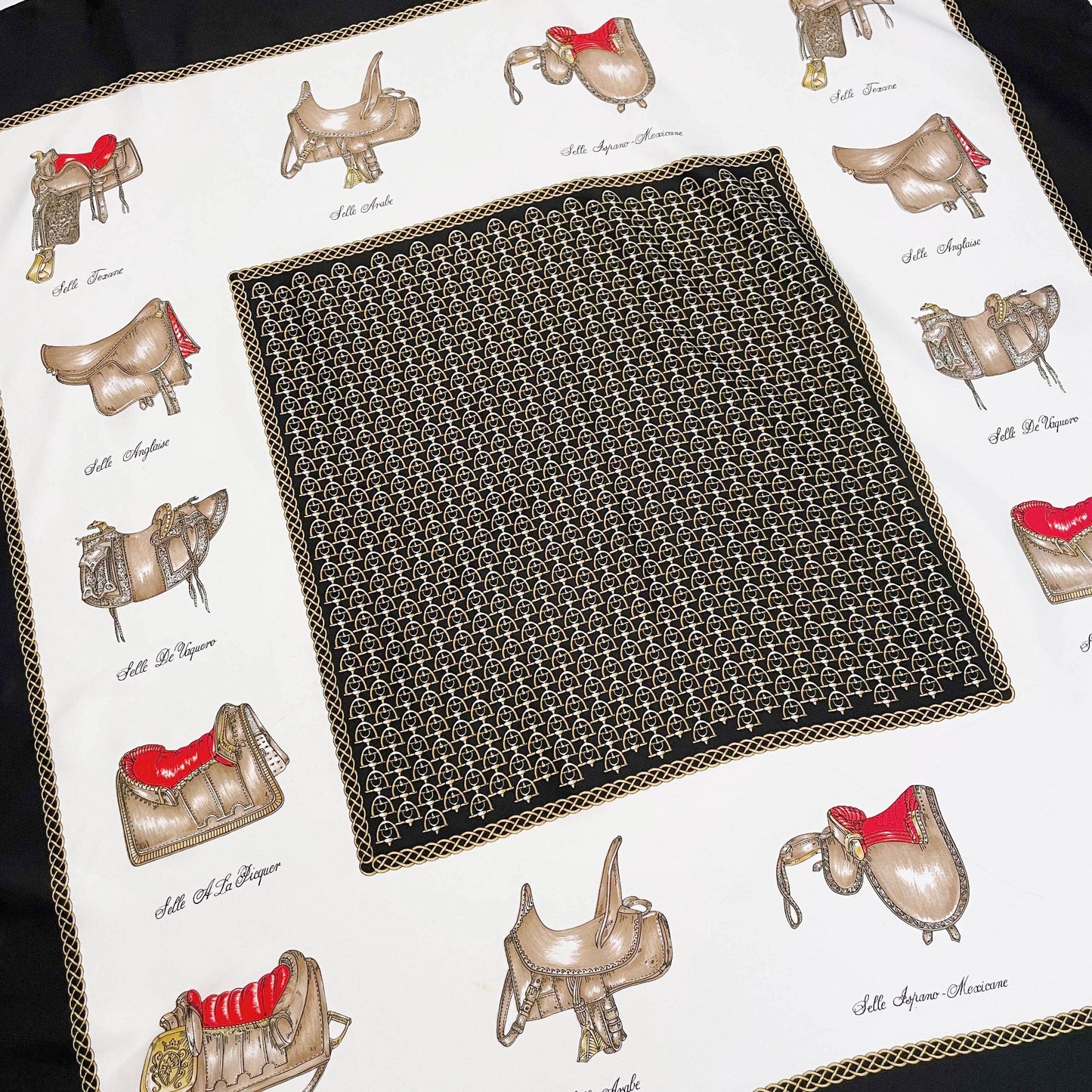 vintage silky equestrian saddle xl scarf