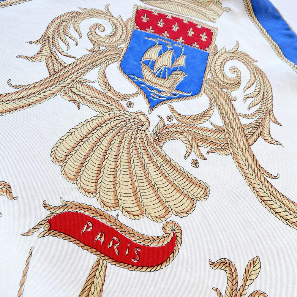 vintage 60s messageries maritimes nautical silk scarf with hand-rolled edge