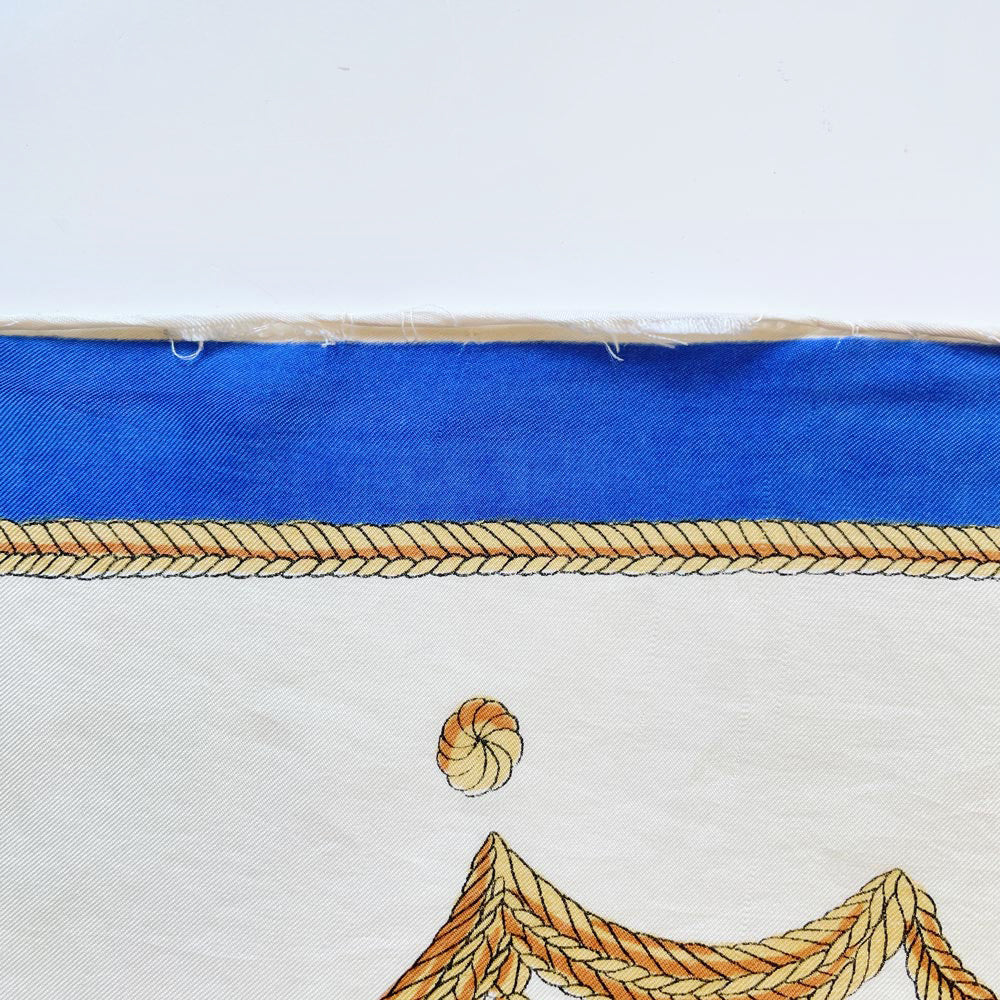 vintage 60s messageries maritimes nautical silk scarf with hand-rolled edge