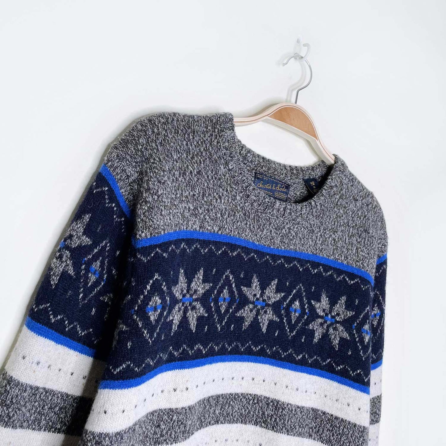 scotch & soda snowflake nordic wool-blend crew - size medium
