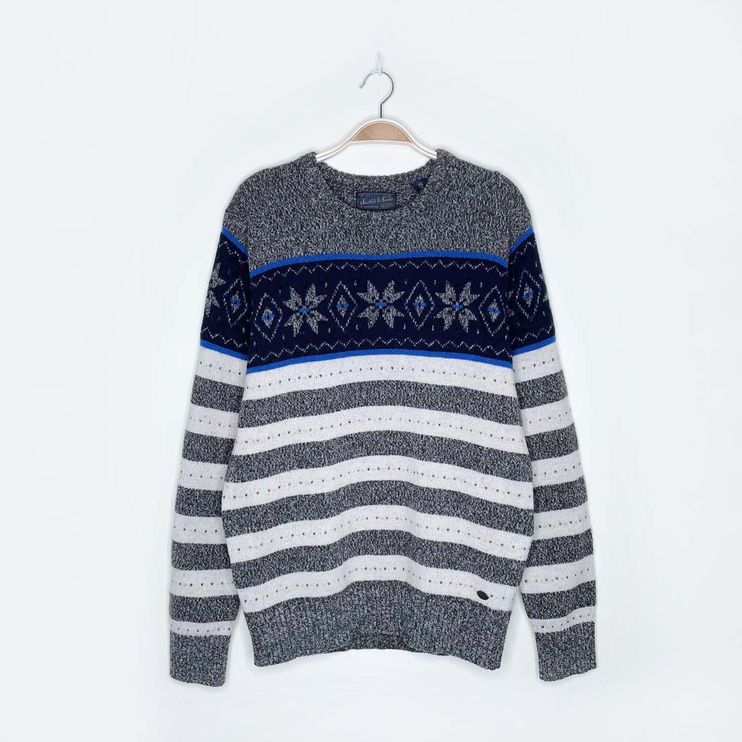 scotch & soda snowflake nordic wool-blend crew - size medium