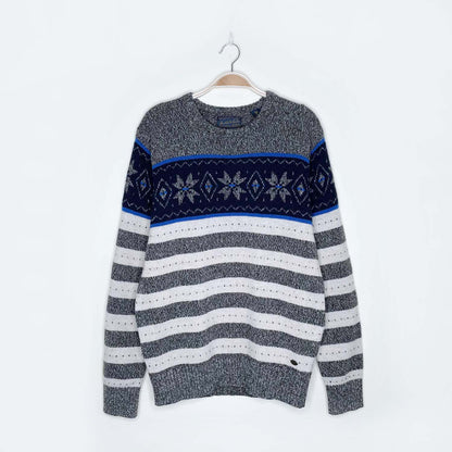 scotch & soda snowflake nordic wool-blend crew - size medium