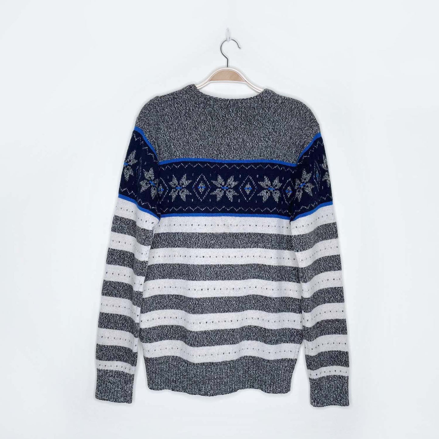 scotch & soda snowflake nordic wool-blend crew - size medium