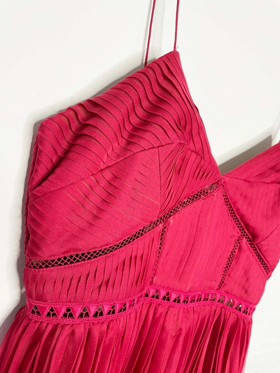 self - portrait pleated chiffon midi cocktail dress - good market thrift store