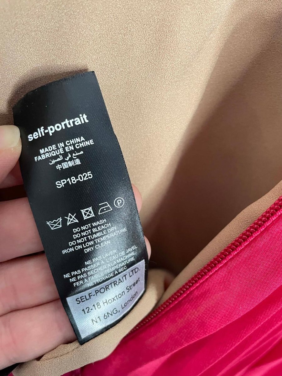 self - portrait pleated chiffon midi cocktail dress - good market thrift store