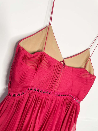 self - portrait pleated chiffon midi cocktail dress - good market thrift store