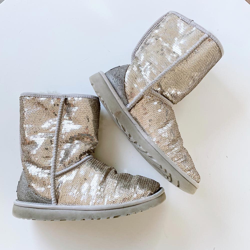 ugg classic short sequin cosmos sheepskin boots