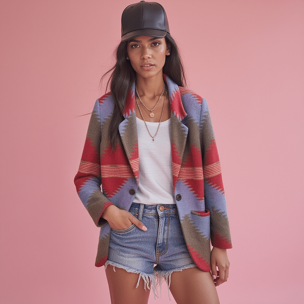 vintage 80s maurizio ramani wool - blend serape blanket jacket - good market thrift store