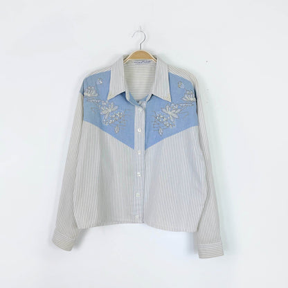 vintage sergio valente beaded pearl wester shirt