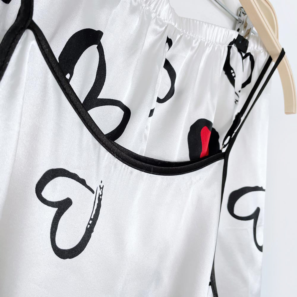 sketched hearts satin cami + shorts set