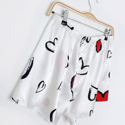 sketched hearts satin cami + shorts set