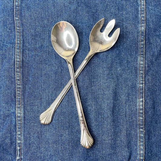 vintage silverware salad servers