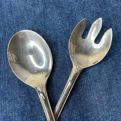 vintage silverware salad servers