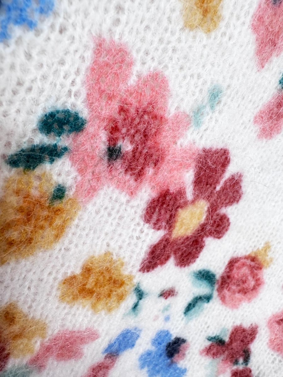 sézane kid mohair-wool garden flowers knit sweater | la fil rouge - good market thrift store
