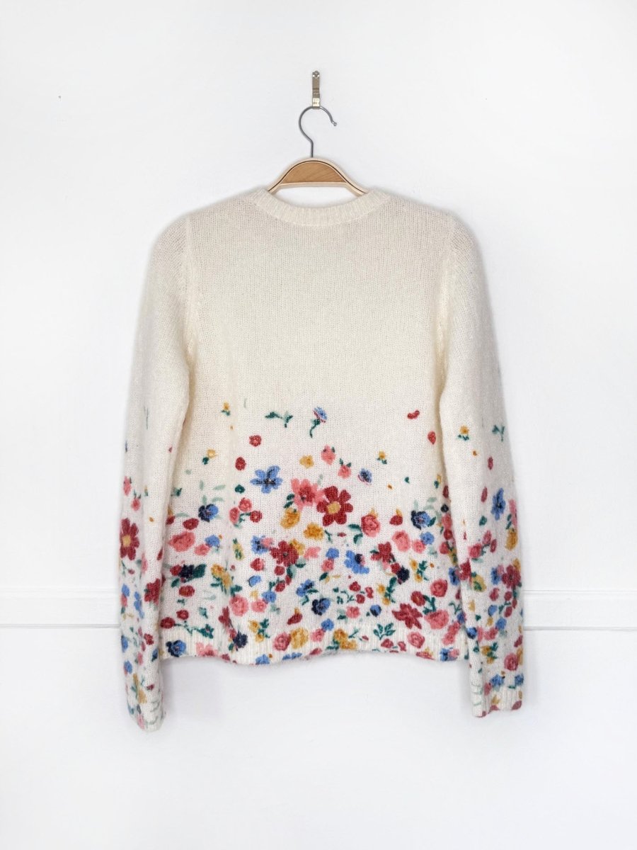 sézane kid mohair-wool garden flowers knit sweater | la fil rouge - good market thrift store
