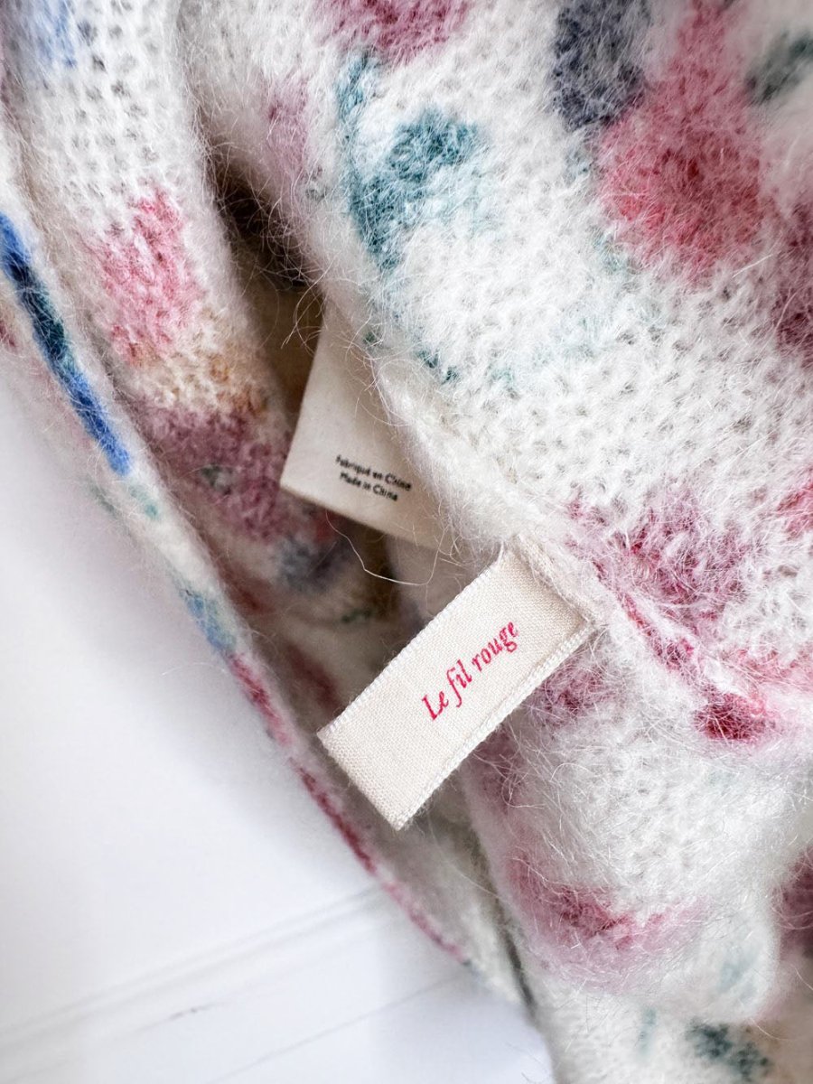 sézane kid mohair-wool garden flowers knit sweater | la fil rouge - good market thrift store