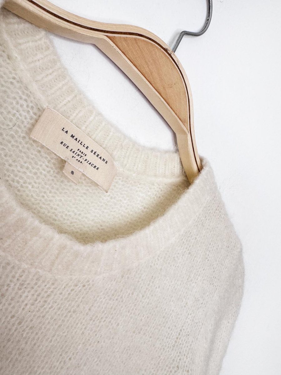 sézane kid mohair-wool garden flowers knit sweater | la fil rouge - good market thrift store