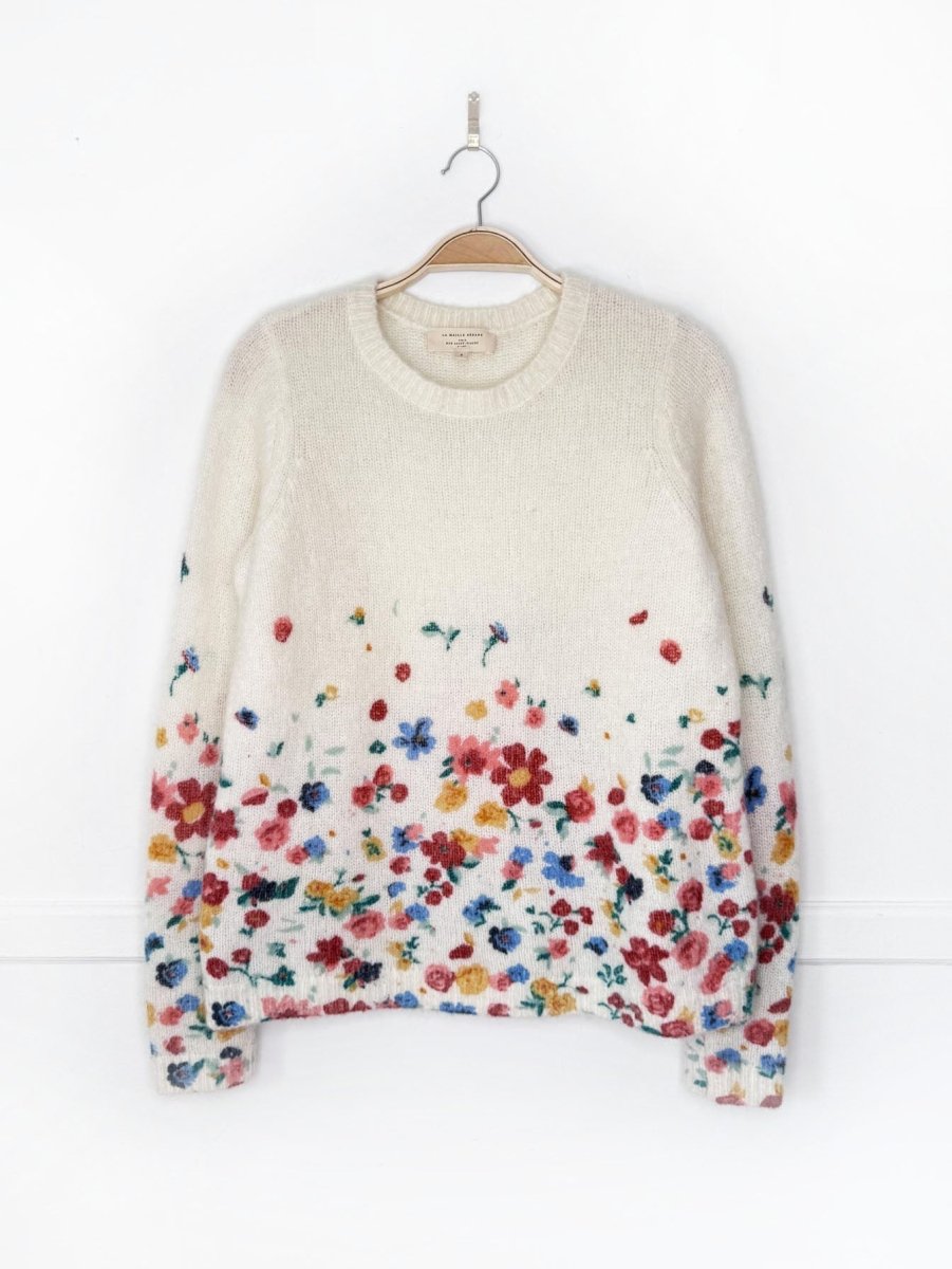 sézane kid mohair-wool garden flowers knit sweater | la fil rouge - good market thrift store
