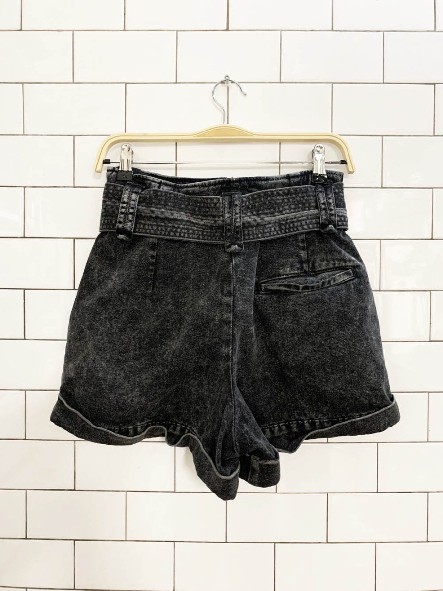 sézane rome pleated belted denim shorts - good market thrift store